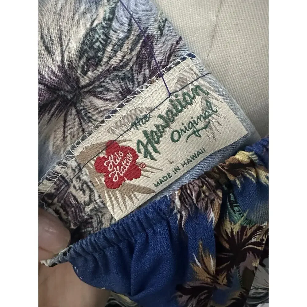 VINTAGE Hilo Hattie Women Dress Large Blue Floral Hawaiian Maxi Made in Hawaii - Picture 6 of 10